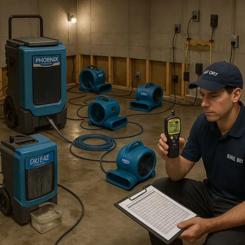 Structural Drying and Dehumidification process in Fannin County, TX